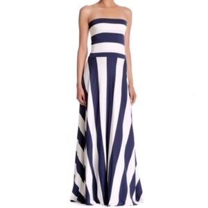 Nadia Tarr The Paris Lyon Maxi Dress Cream & Navy Asymmetrical Stripes One Size
